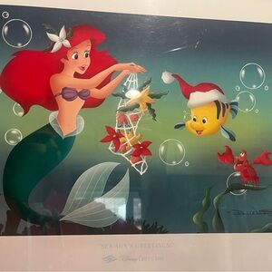 Disney Ariel and Flounder Holiday Art Print “Sea-son’s Greetings”. By Don Willia